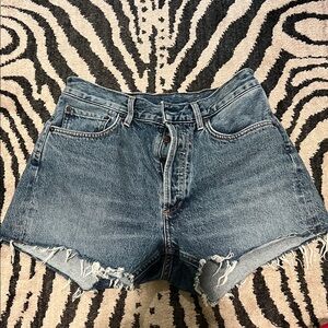 Agolde Distressed Blue Jean Shorts